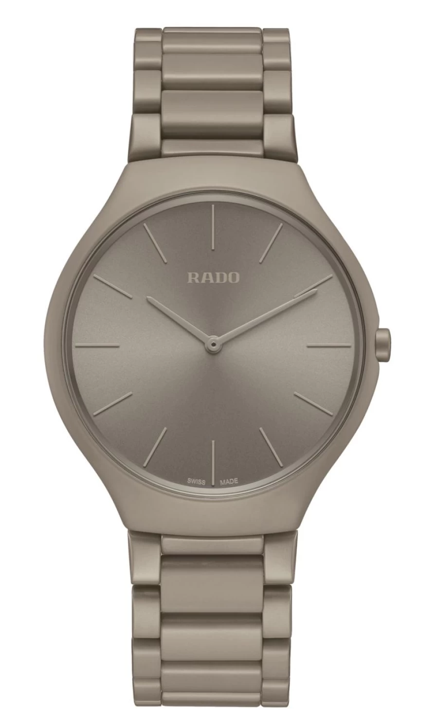 Rado True Round Thinline Men's Watch - Le Corbusier Grey Brown Natural Umber 32141, Coloured Dial