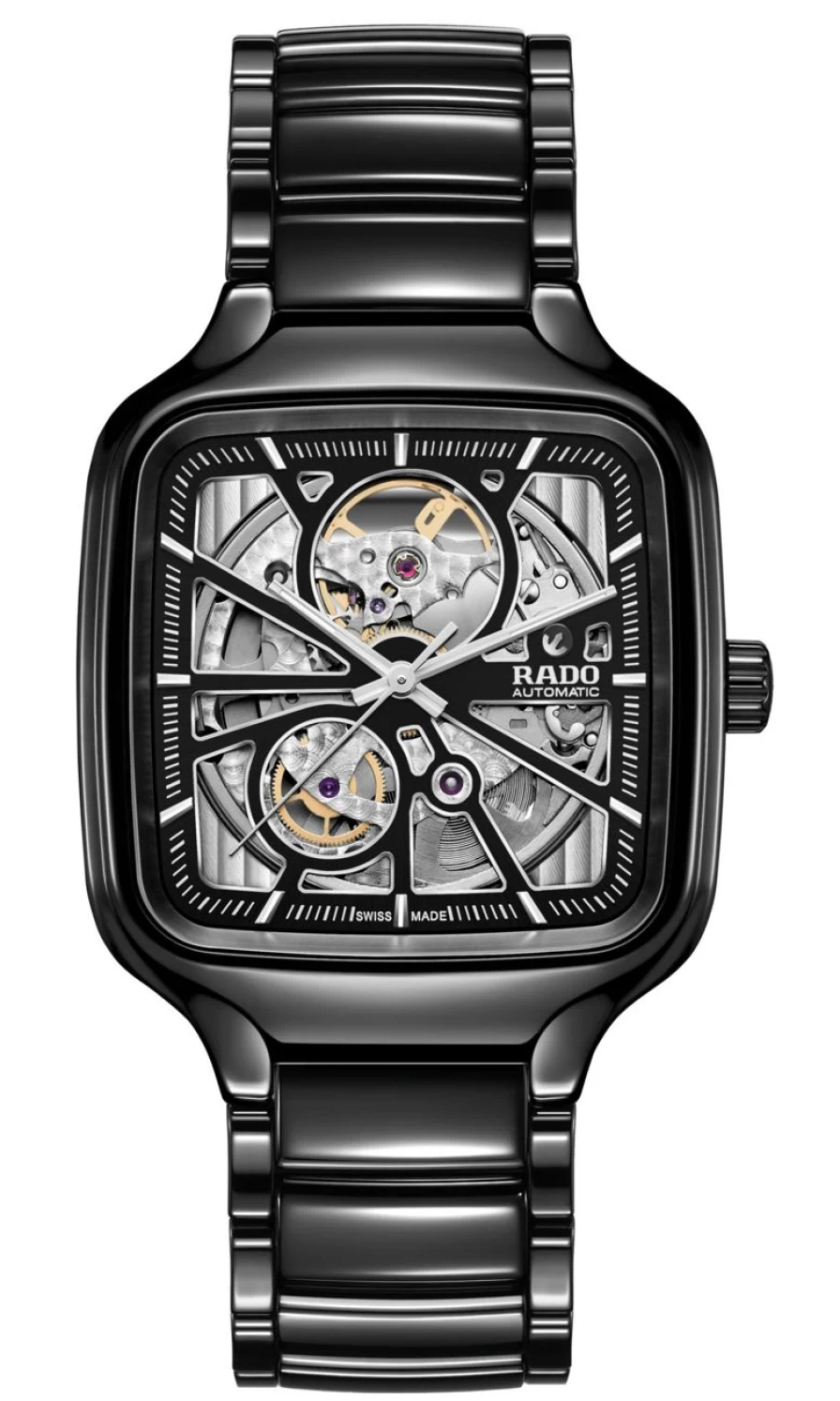 Rado True Square Automatic Open Heart Men's Dark Skeleton Watch