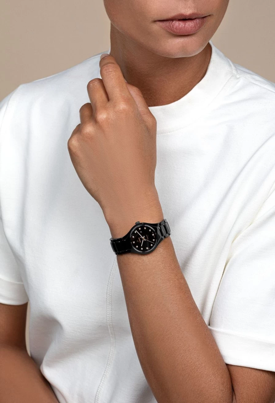 Rado True Round Automatic Diamond Women's Watch in Dark