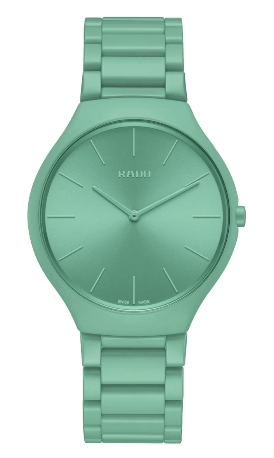 Rado True Round Thinline Men's Watch - Le Corbusier Slightly Greyed English Green 32041 Coloured Dial