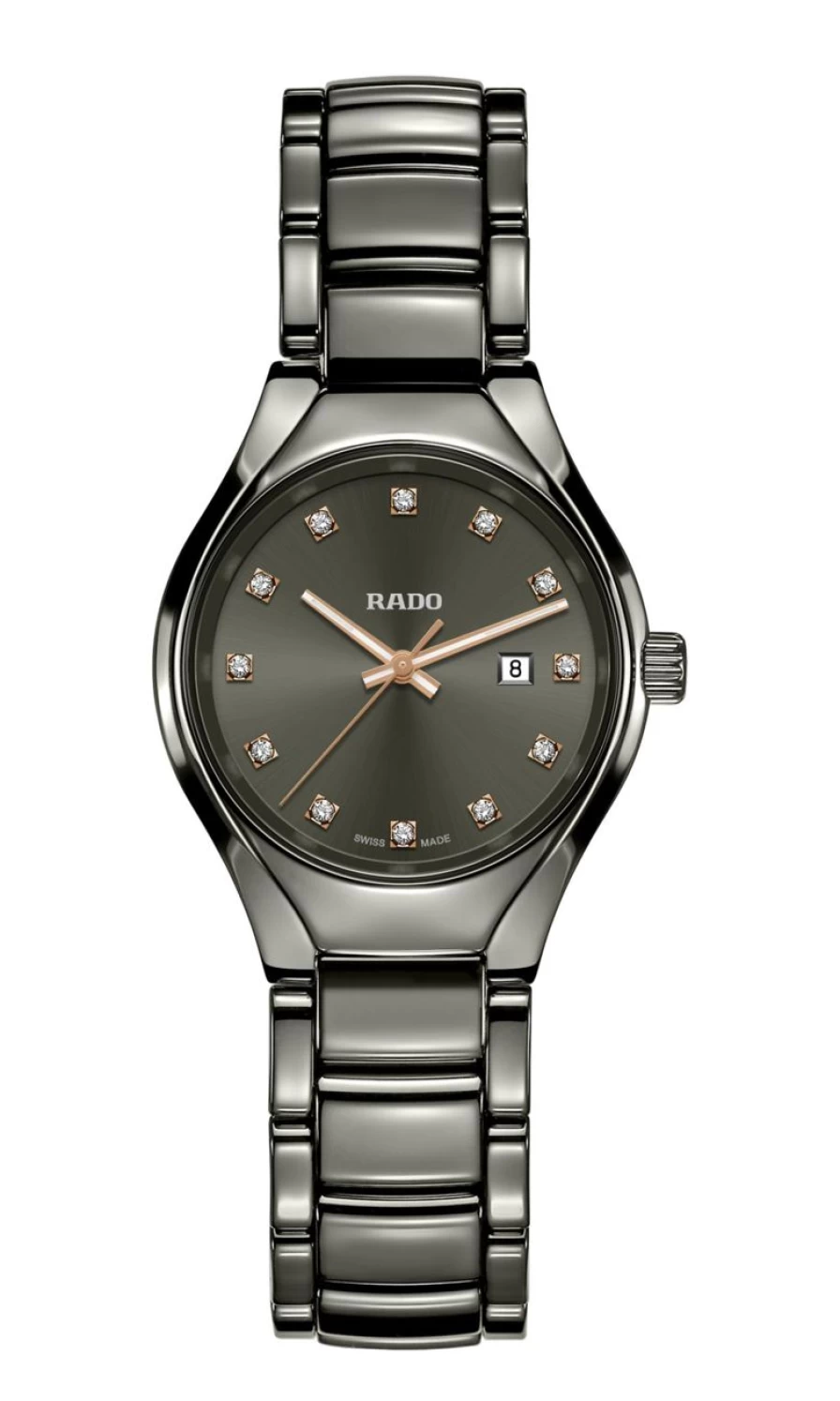 Rado Women's Dark True Round Diamond Watch - Authentic Diamonds Luxury Timepiece