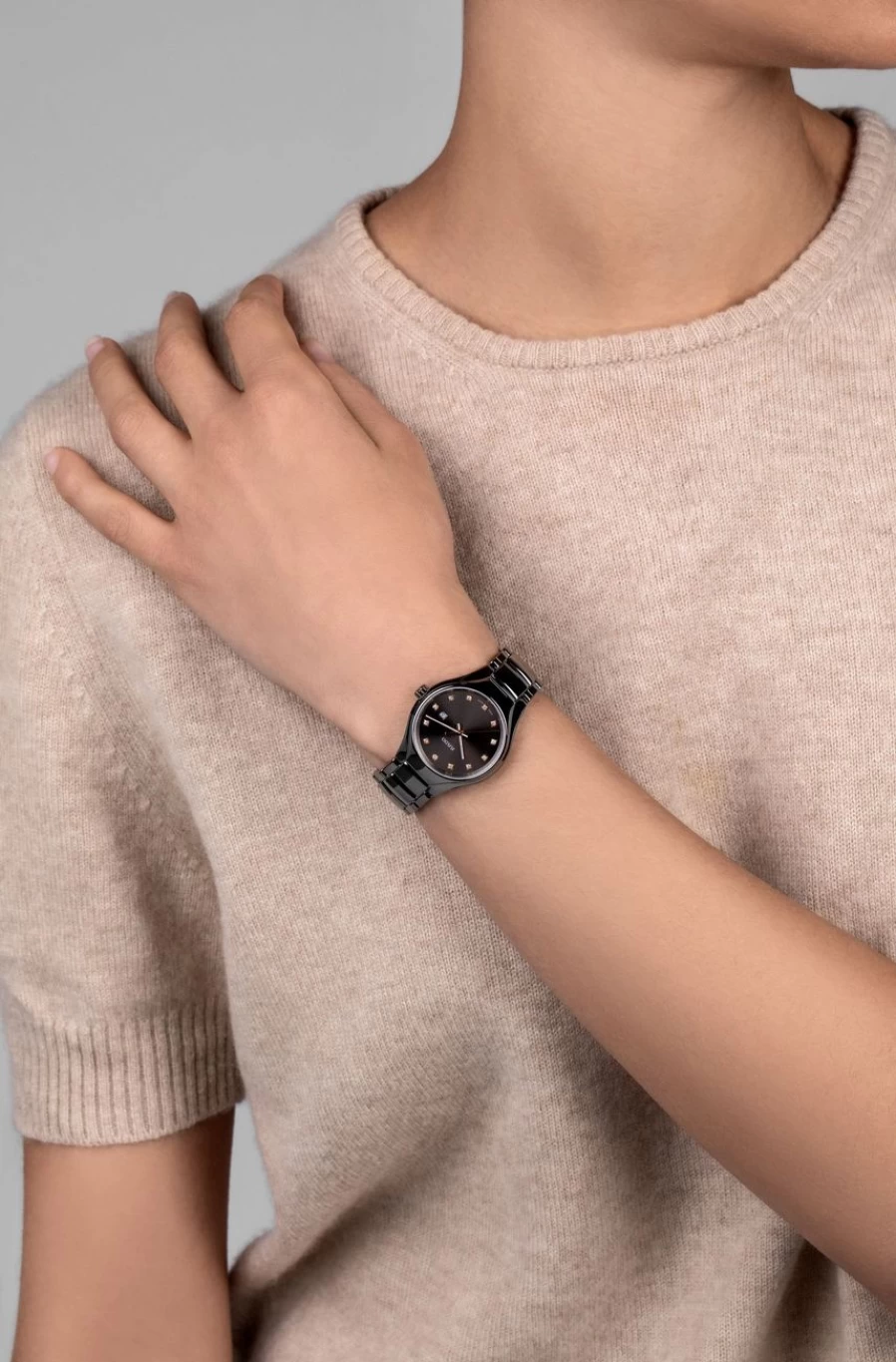 Rado Women's Dark True Round Diamond Watch - Authentic Diamonds Luxury Timepiece