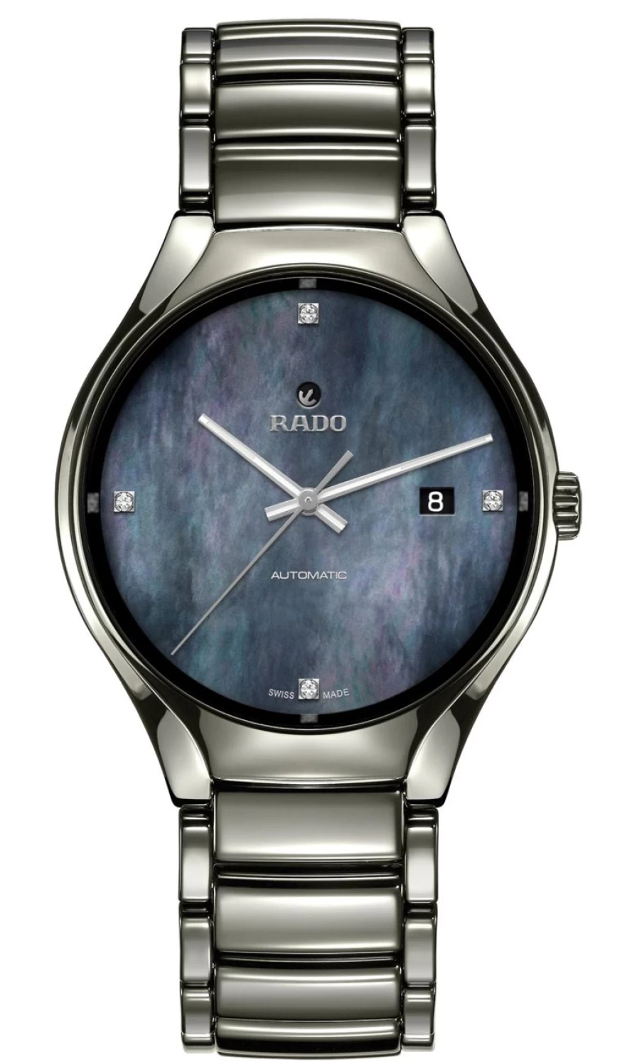 Rado Men's True Round Automatic Diamond Dark Dial Watch
