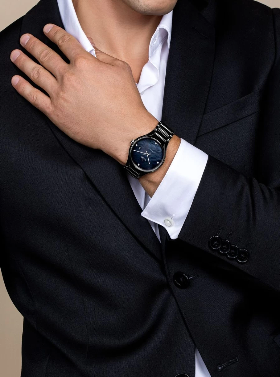 Rado Men's True Round Automatic Diamond Dark Dial Watch