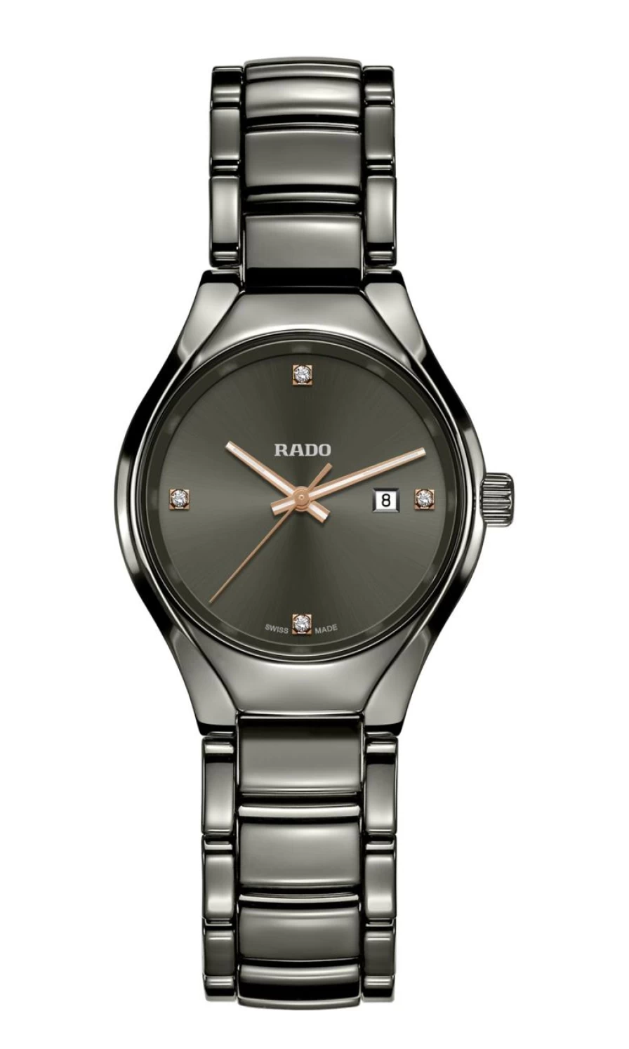 Rado Women's Dark True Round Diamond Watch - Authentic Diamonds Luxury Timepiece