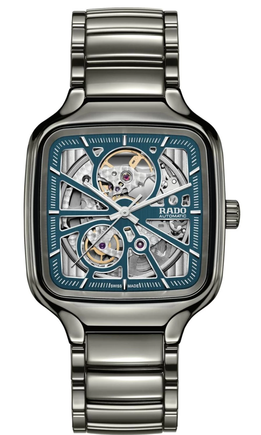 Rado True Square Automatic Open Heart Men's Dark Skeleton Watch