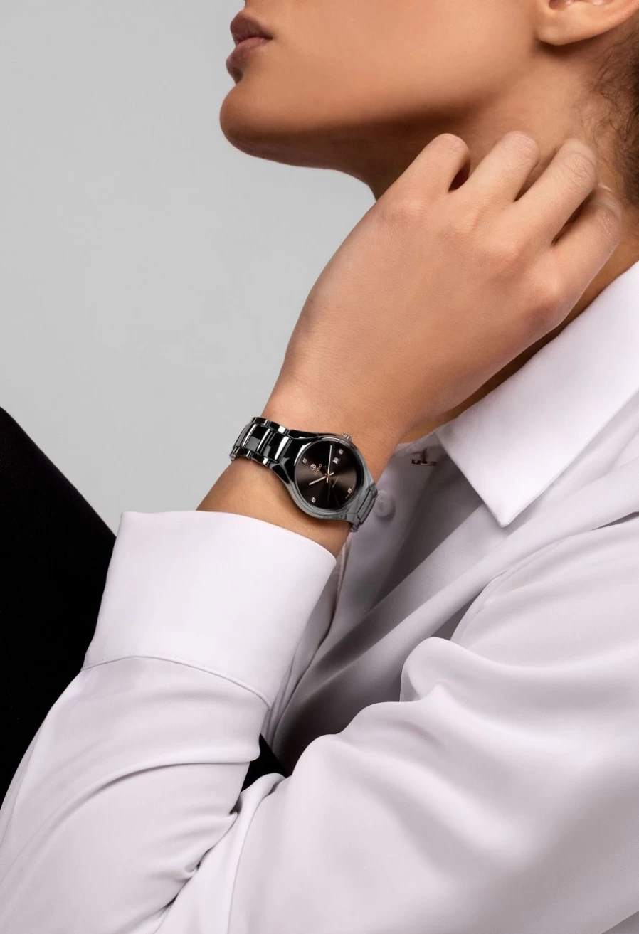 Rado True Round Automatic Diamond Watch for Women - Light Color Elegant Timepiece