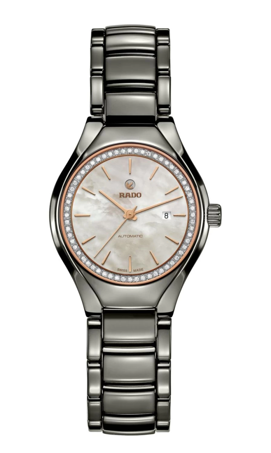 Rado True Round Automatic Diamond Women's Watch - Dark Elegant Design