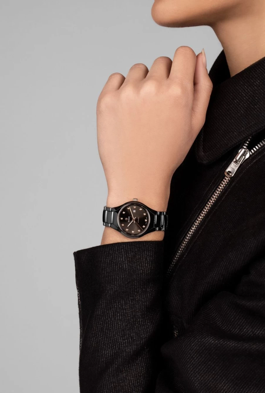 Rado True Round Automatic Diamond Watch for Women in Light Tone