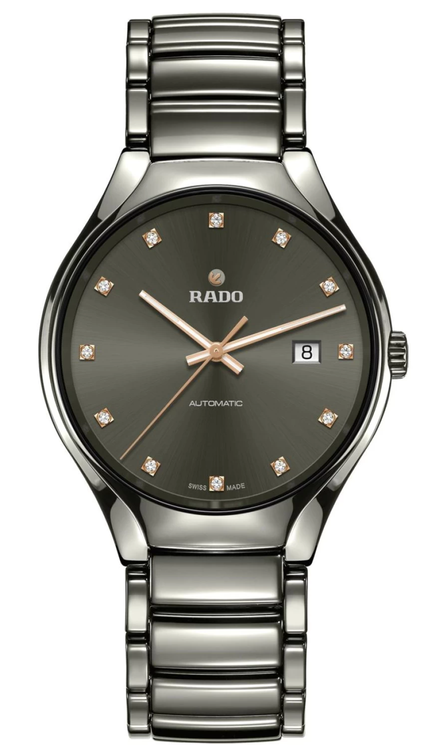 Rado Men's True Round Automatic Diamond Dark Dial Watch